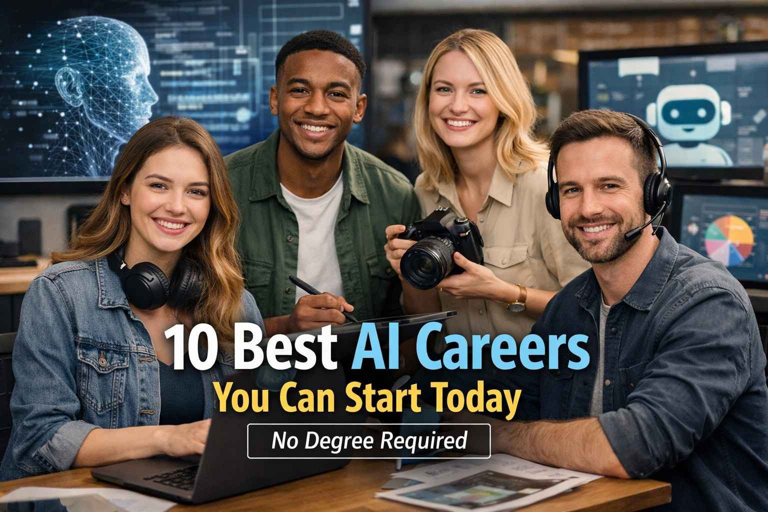 10 Best AI Careers You Can Start Today (No Degree Required) 1 Happy people with AI Careers