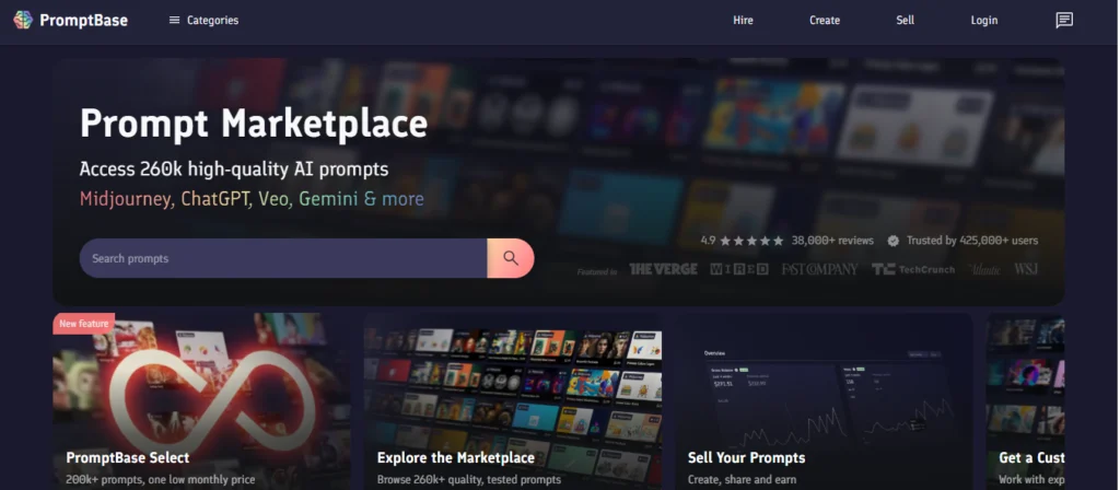 Promptbase homepage