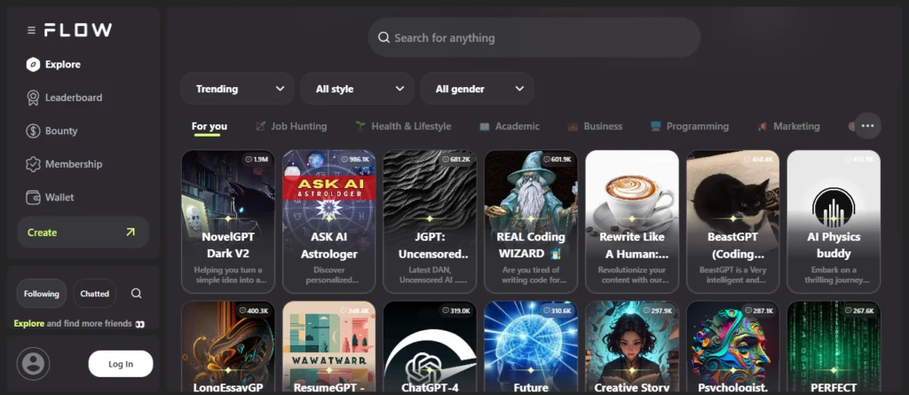 flowgpt AI prompt improve tool dashboard 