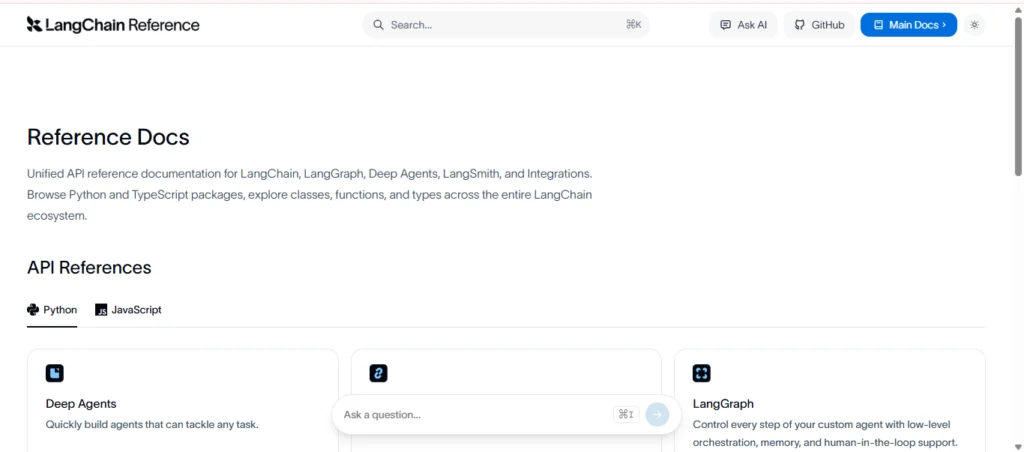 langchain prompt reference homepage