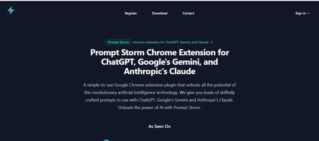 Promptstorm homepage