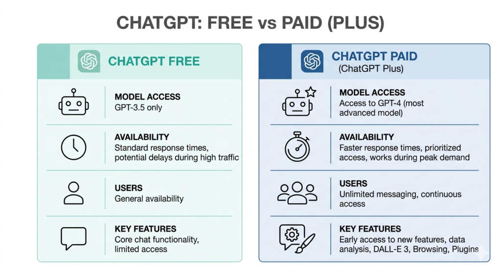 What Is ChatGPT? The Complete Beginner's Guide (2026) 3 ChatGpt free Vs Paid