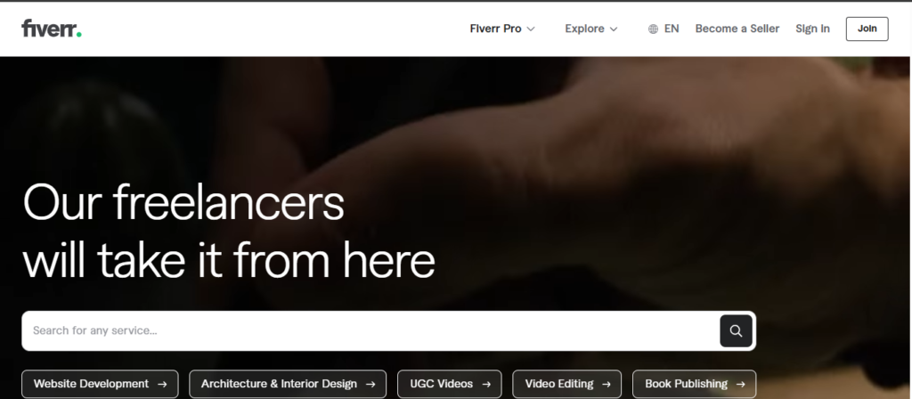 Fiverr homepage