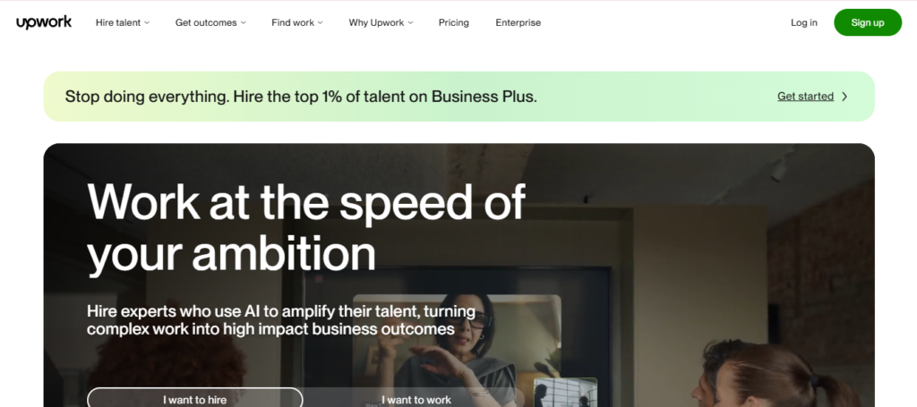 Upwork platform homepage