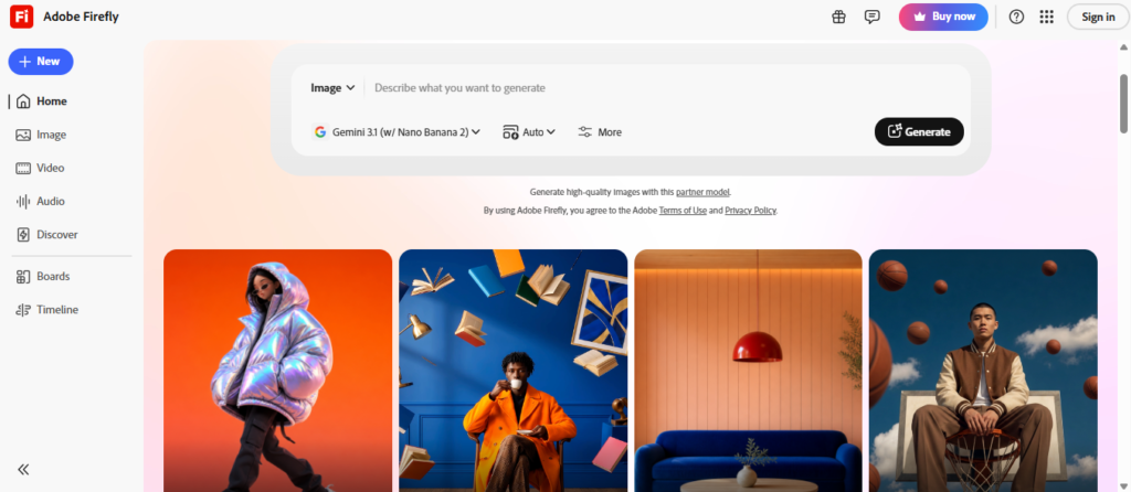 Adobe Firefly homepage