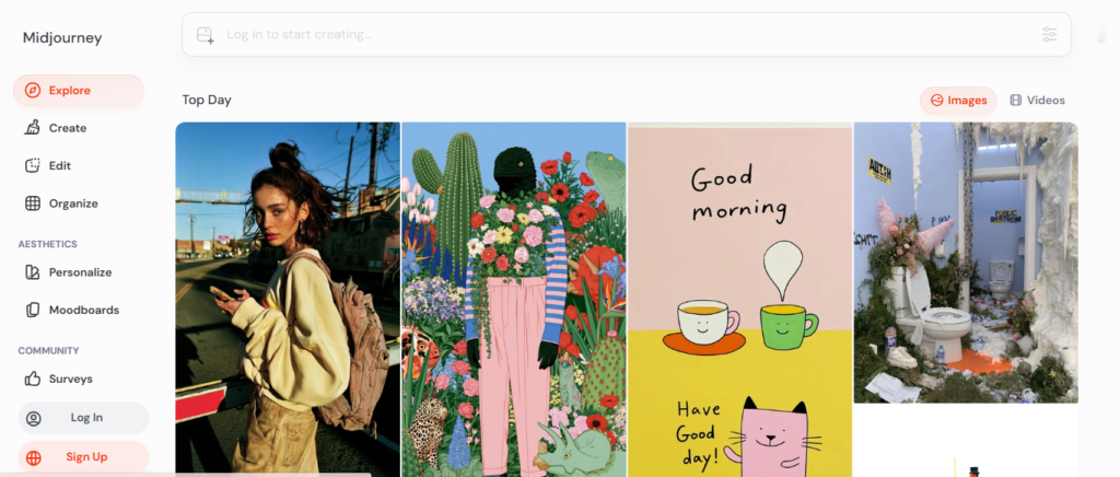 Midjourney homepage
