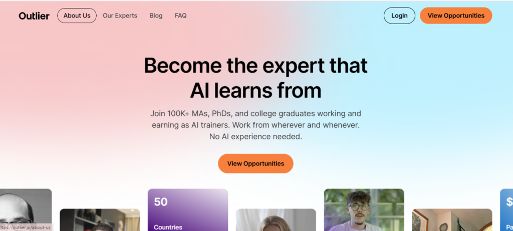 Outlier AI homepage