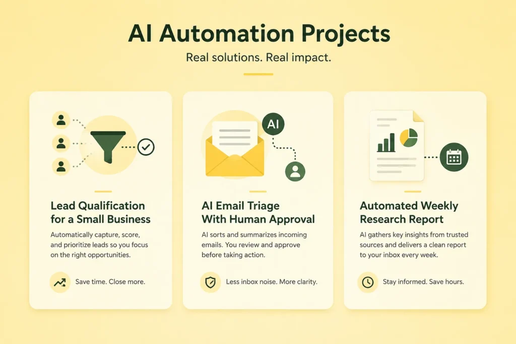 How to Build an AI Automation Portfolio With No Client Experience 3 3 AI automation projects