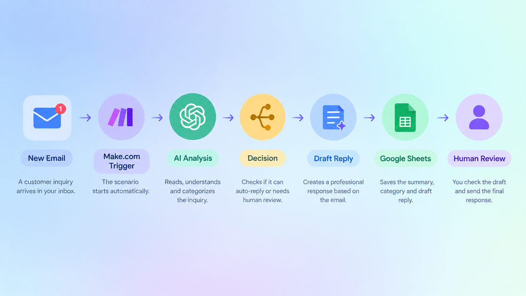 No-code AI agent workflow using Make.com