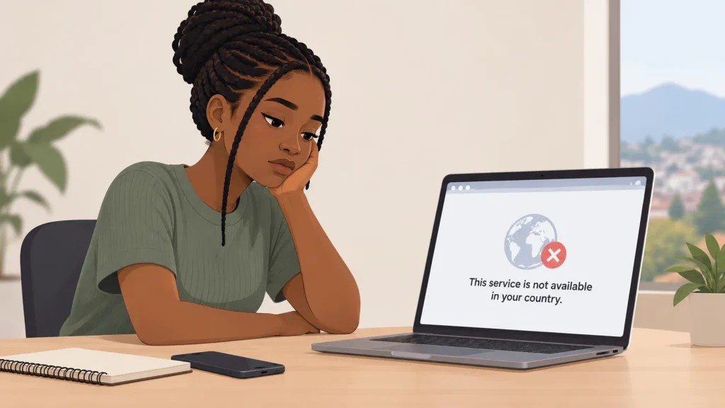 Rwandan student encountering country restrictions while trying to earn money through online survey websites.
